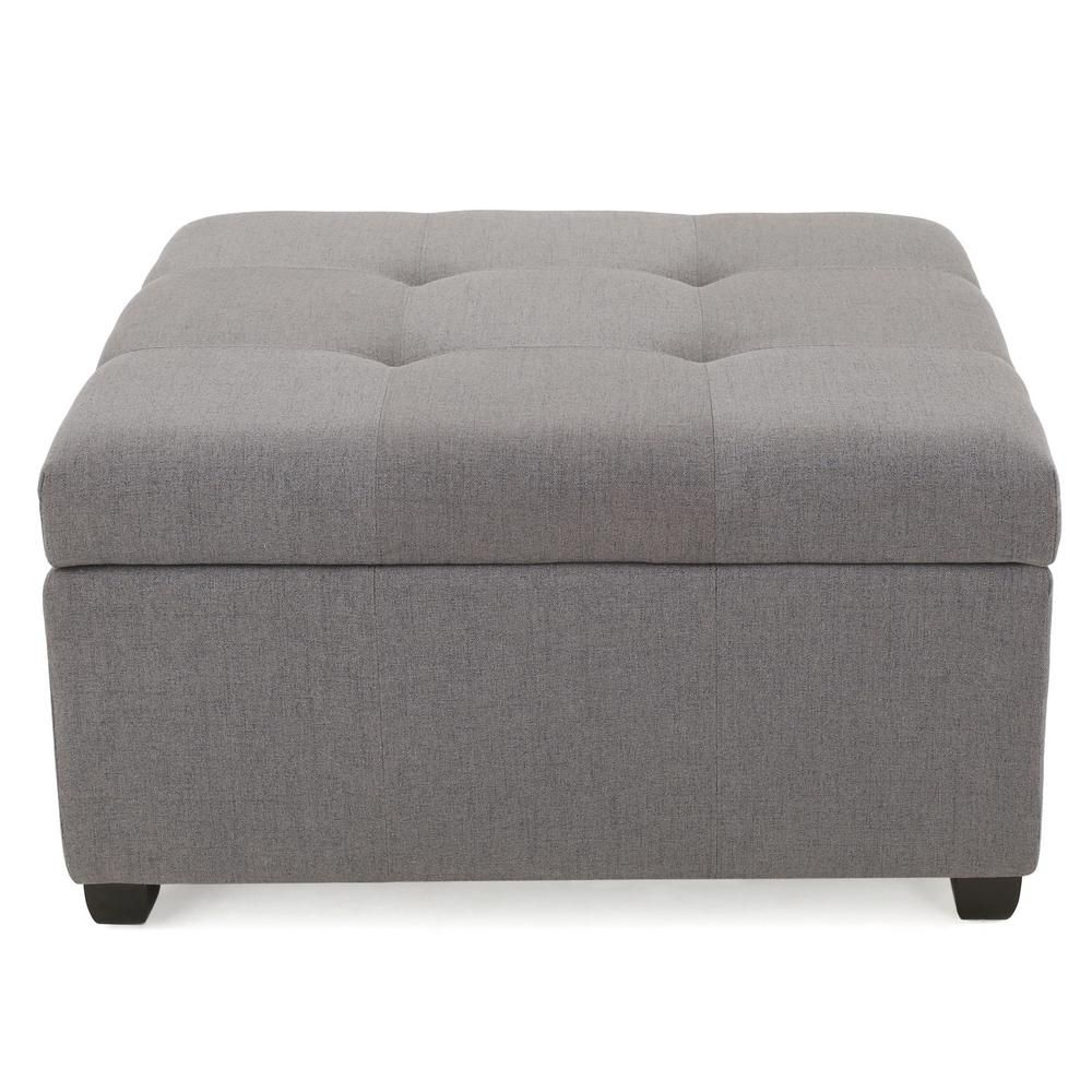 Noble House Carlsbad Dark Grey Fabric Storage Ottoman 299433 – The Home For Gray Fabric Oval Ottomans (View 10 of 20)