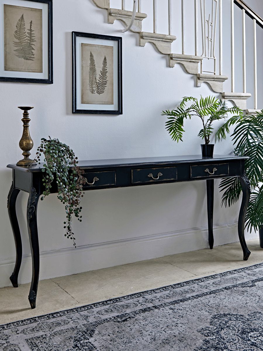Noir Console Table | Oak Console Table, Console Table Hallway, Console Regarding Hammered Antique Brass Modern Console Tables (View 1 of 16)