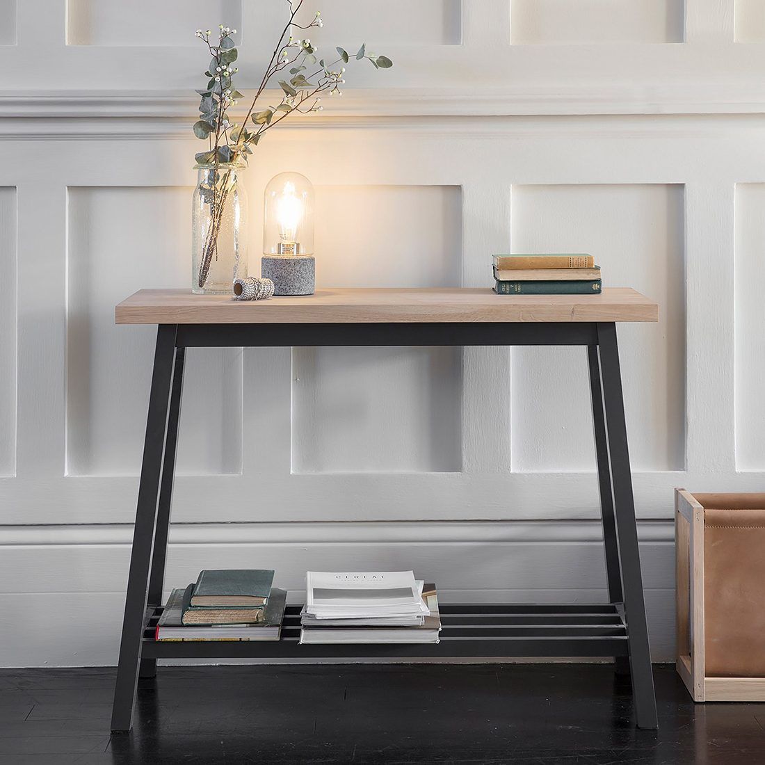 Nordic Black Wooden Console Table | Primrose & Plum Intended For Square Matte Black Console Tables (View 3 of 20)