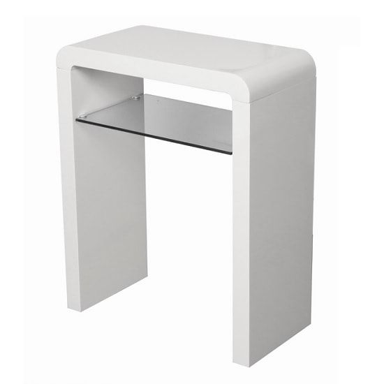 Norset Small Console Table In White Gloss With 1 Glass Shelf £ (View 12 of 20)