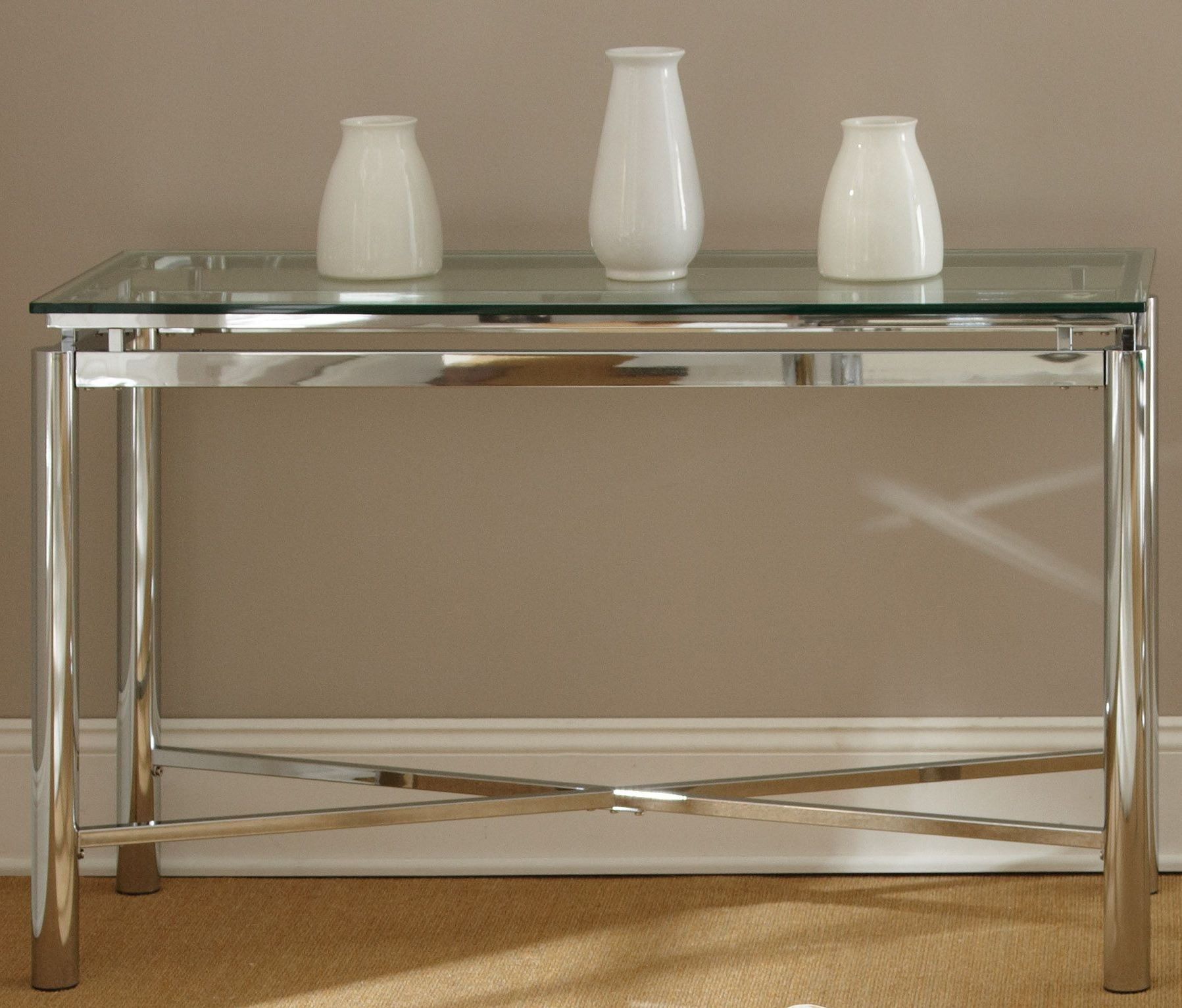 Nova Glass Top Rectangular Sofa Table From Steve Silver (nv100sb Regarding Chrome And Glass Rectangular Console Tables (View 6 of 20)