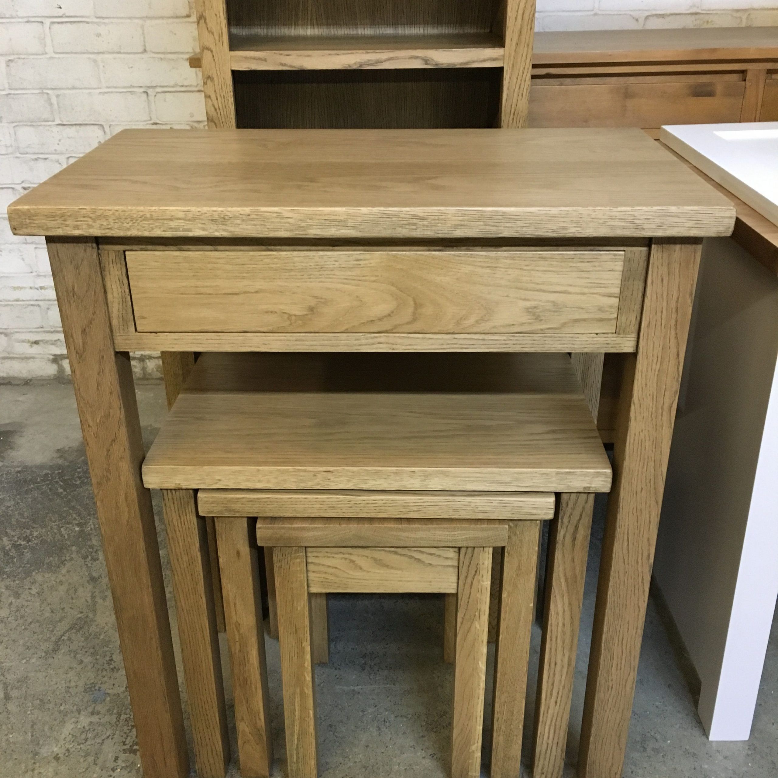 Oak Console Table With A Nest Of Tables Made To Fit Inside (View 15 of 20)