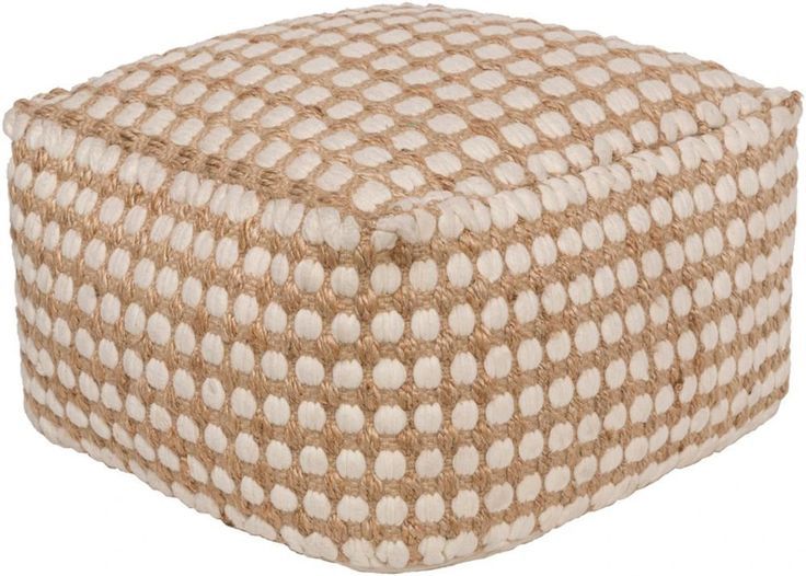 Oak Cove Jute Pouf In White And Khaki Color In 2020 | Living Room With Oak Cove White And Khaki Woven Pouf Ottomans (View 1 of 20)