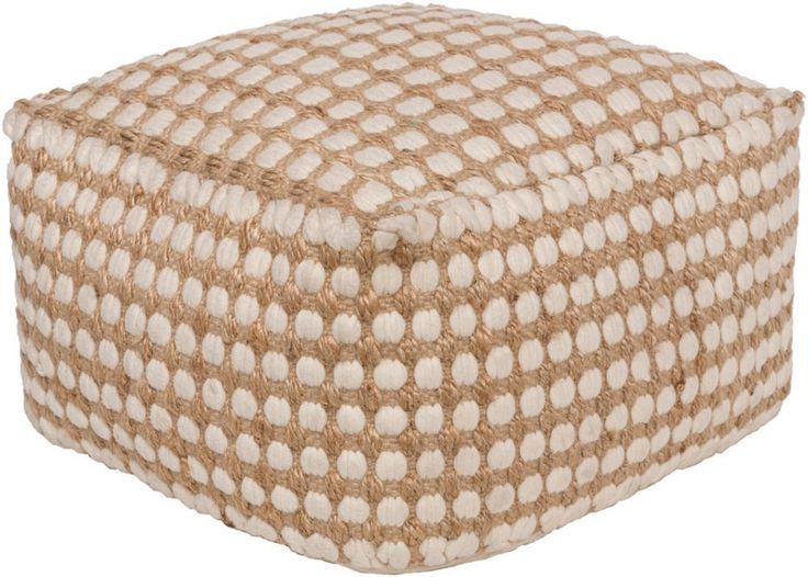 Oak Cove Jute Pouf In White And Khaki Color (with Images) | Living Room Regarding Oak Cove White And Khaki Woven Pouf Ottomans (View 4 of 20)