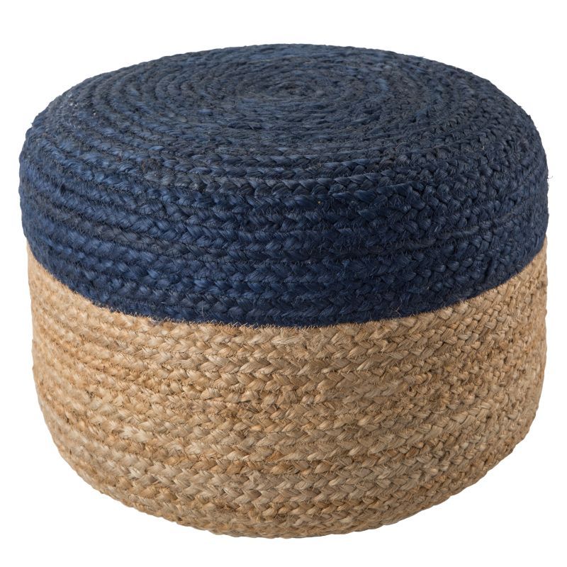 Oliana Ombre Blue/ Beige Cylinder Pouf | Painted Fox Home With Regard To Beige And White Tall Cylinder Pouf Ottomans (Gallery 20 of 20)