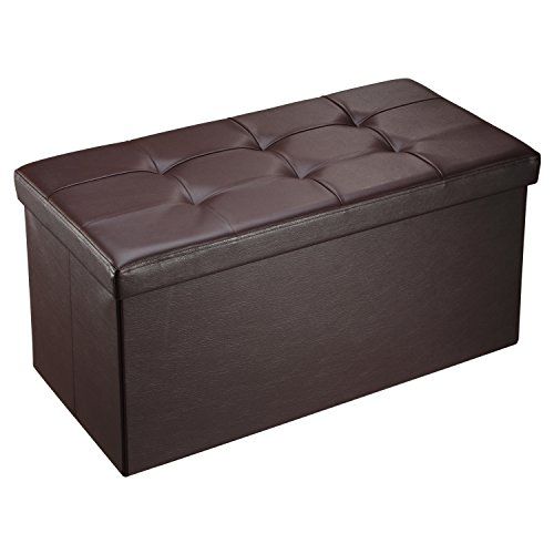 Ollieroo Faux Leather Folding Storage Ottoman Bench Foot Rest Stool Intended For Medium Brown Leather Folding Stools (View 1 of 20)