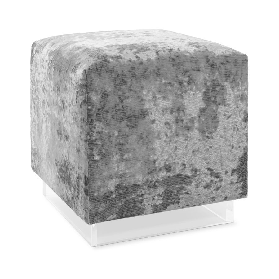 Olson Cube Ottoman | Cube Ottoman, Crushed Velvet Ottoman, Ottoman With Gray And Beige Solid Cube Pouf Ottomans (View 8 of 20)