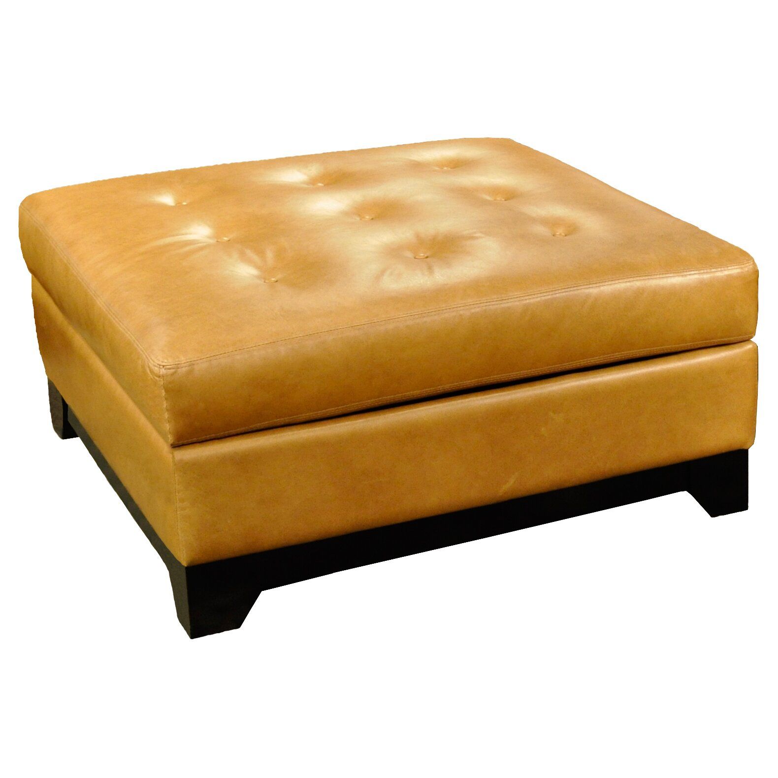 Omnia Leather Espasio Leather Cocktail Ottoman & Reviews | Wayfair For Multi Color Botanical Fabric Cocktail Square Ottomans (View 2 of 20)