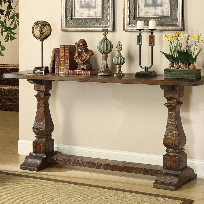 One Allium Way Louise Console Table In Brown & Reviews | Wayfair Throughout Brown Wood And Steel Plate Console Tables (View 7 of 20)