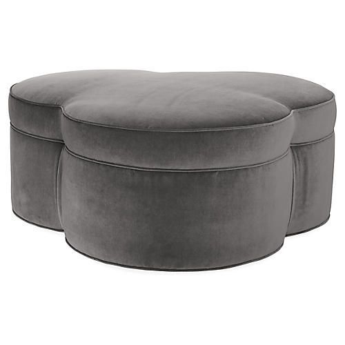 One Kings Lane Collection Portsmouth Ottoman, Light Gray Velvet Intended For Gray And Cream Geometric Cuboid Pouf Ottomans (View 20 of 20)