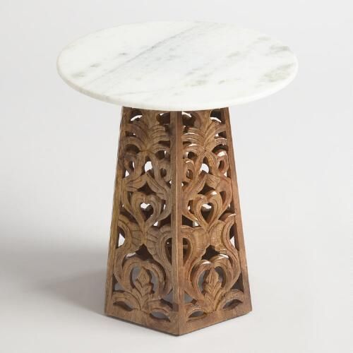 One Of My Favorite Discoveries At Worldmarket: Marble And Carved With Regard To White Grained Wood Hexagonal Console Tables (View 17 of 20)