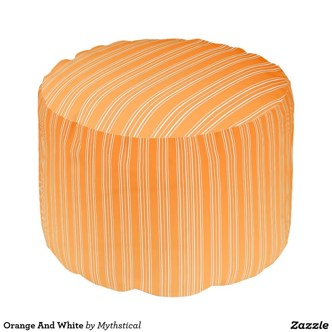 Orange And White Round Pouf | Round Pouf, Pouf, Ottoman Design For White Large Round Ottomans (Gallery 19 of 20)