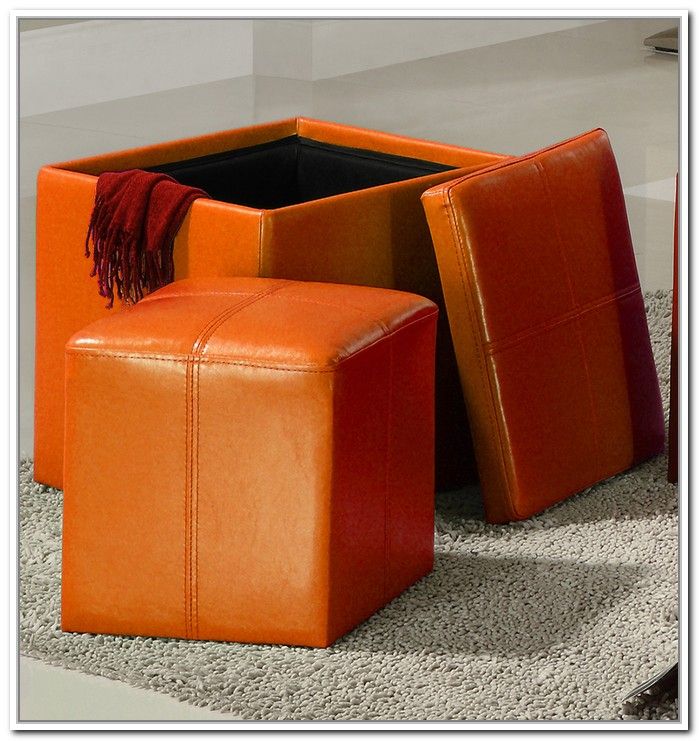 Orange Storage Ottoman: Stylish And Functional Storage Idea – Homesfeed For Multi Color Fabric Storage Ottomans (View 9 of 20)