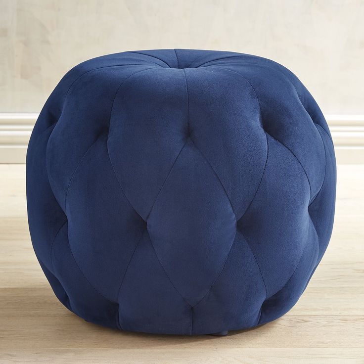 Ormand Navy Tufted Ottoman Blue | Tufted Ottoman, Blue Bedroom Pertaining To Blue Fabric Tufted Surfboard Ottomans (View 1 of 20)