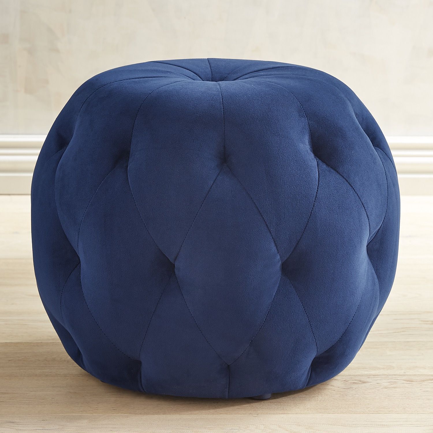 Ormand Navy Tufted Ottoman Blue | Tufted Ottoman, Blue Bedroom With Regard To Navy And Light Gray Woven Pouf Ottomans (Gallery 19 of 20)