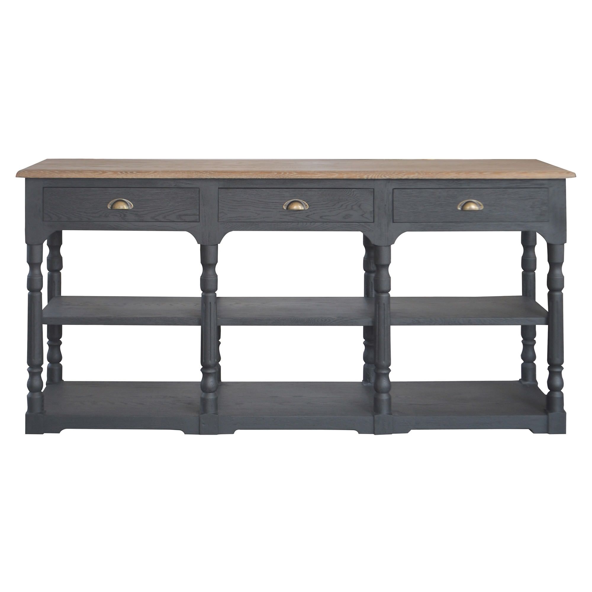 Oscar Oak Timber Console Table, 180cm, Weathered Oak / Black Oak Pertaining To Black And Oak Brown Console Tables (View 15 of 20)