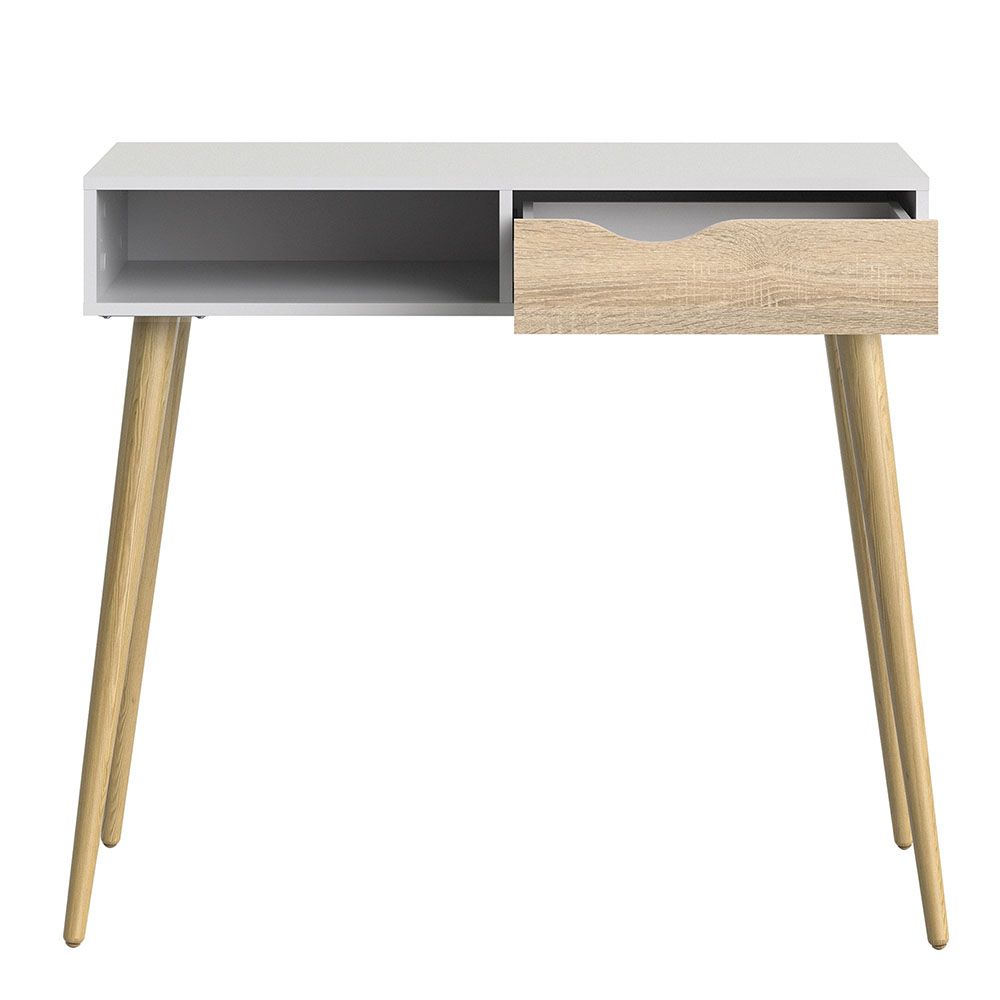 Oslo Console Table 1 Drawer 1 Shelf In White And Oak | Home Supplier In 1 Shelf Console Tables (View 11 of 20)