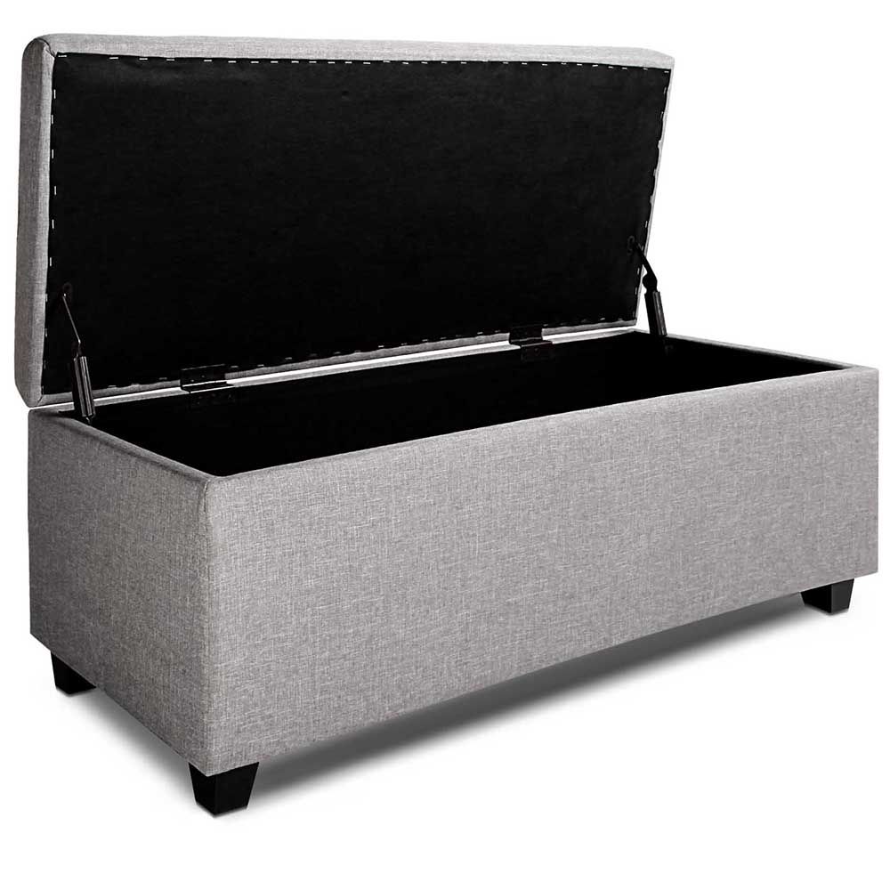 Ottoman Blanket/toy Storage Box Linen Fabric Tufted Lid 3 Colours For Linen Tufted Lift Top Storage Trunk (View 14 of 20)