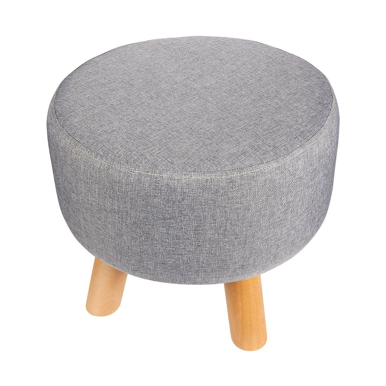 Ottoman Footstool Round Pouf Ottoman Foot Stool Foot Rest With Inside Cream Linen And Fir Wood Round Ottomans (View 2 of 20)