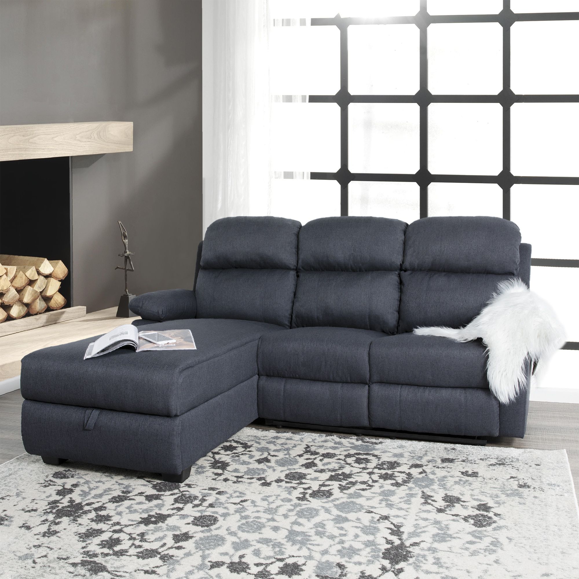 Ottomanson Recliner L Shaped Corner Sectional Sofa With Storage With Regard To L Shaped Console Tables (View 12 of 20)