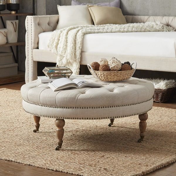 Our Best Living Room Furniture Deals | Ottoman Bench, Round Ottoman In Cream Linen And Fir Wood Round Ottomans (View 17 of 20)
