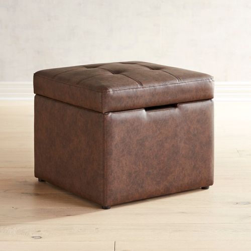 Our Concealed Storage Cube In Faux Leather Bears All The Markings Of Pertaining To Gray And Beige Solid Cube Pouf Ottomans (View 13 of 20)