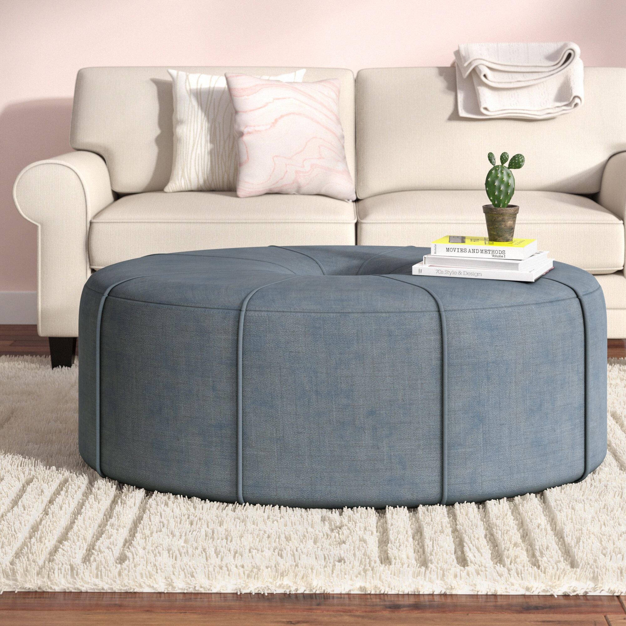 Oval Tufted Ottoman Coffee Table : Round Grey Fabric Tufted Coffee Inside Gray Fabric Oval Ottomans (View 7 of 20)