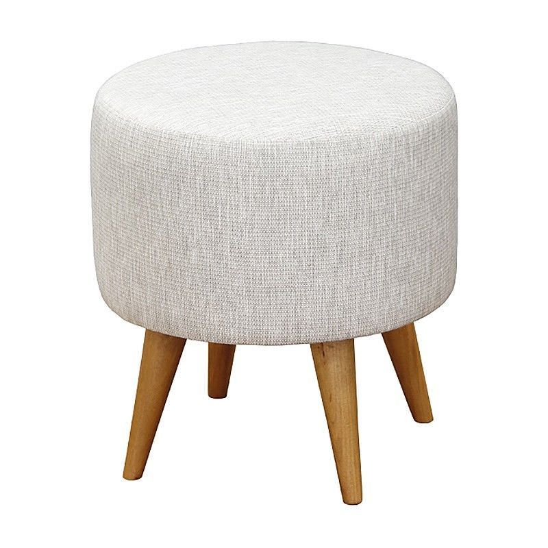 Oxley Commercial Grade Cotton Fabric Round Ottoman Stool, Light Grey For Charcoal And Light Gray Cotton Pouf Ottomans (View 9 of 20)