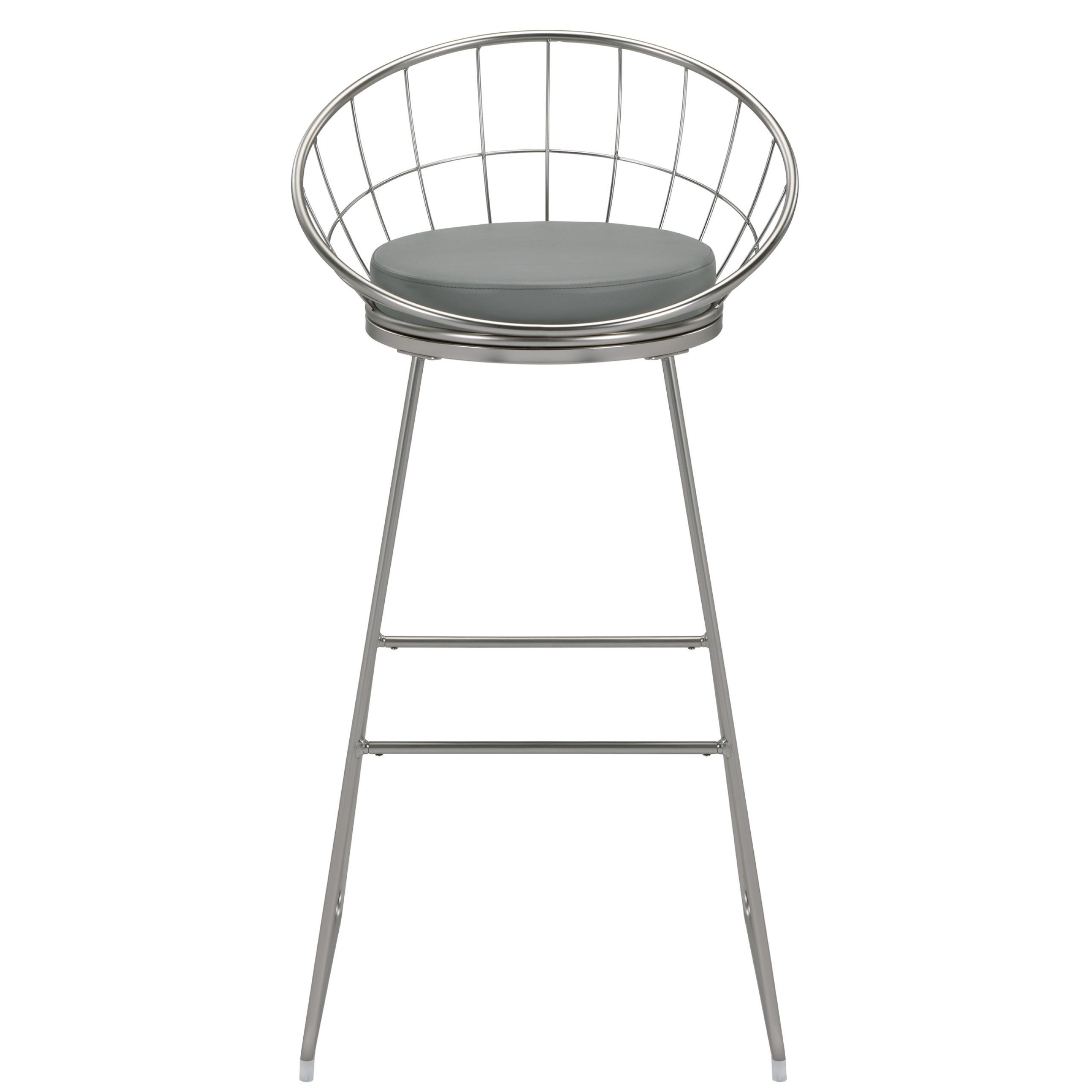 Padded Seat Bar Stools Grey And Satin Nickel (set Of 2) – Co Intended For Gray Nickel Stools (View 7 of 20)