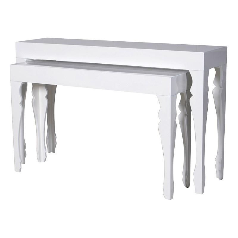 Pair Contemporary White Gloss Console / Hall Tables | Shabby Chic Inside Square High Gloss Console Tables (View 18 of 20)