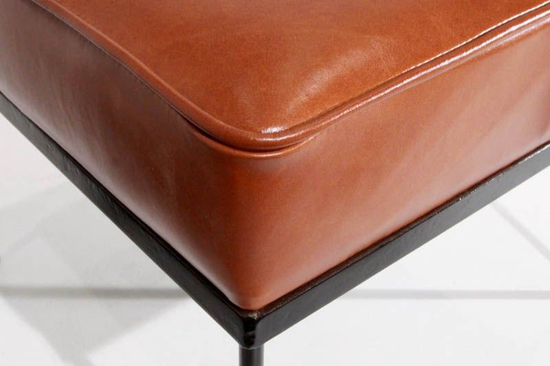 Pair Of Paul Mccobb Caramel Leather Ottomans Or Square Stools At 1stdibs For Bronze Steel Tufted Square Ottomans (View 12 of 20)