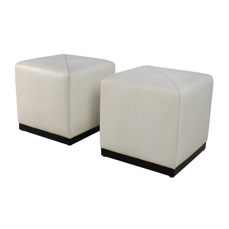 Pair Of White Leather Ottoman Cubes With White Leatherette Ottomans (View 19 of 20)