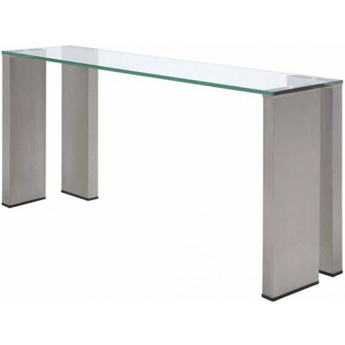 Parker Rectangluar Silver Console Table With Glass Top | Console Table With Rectangular Glass Top Console Tables (View 12 of 20)