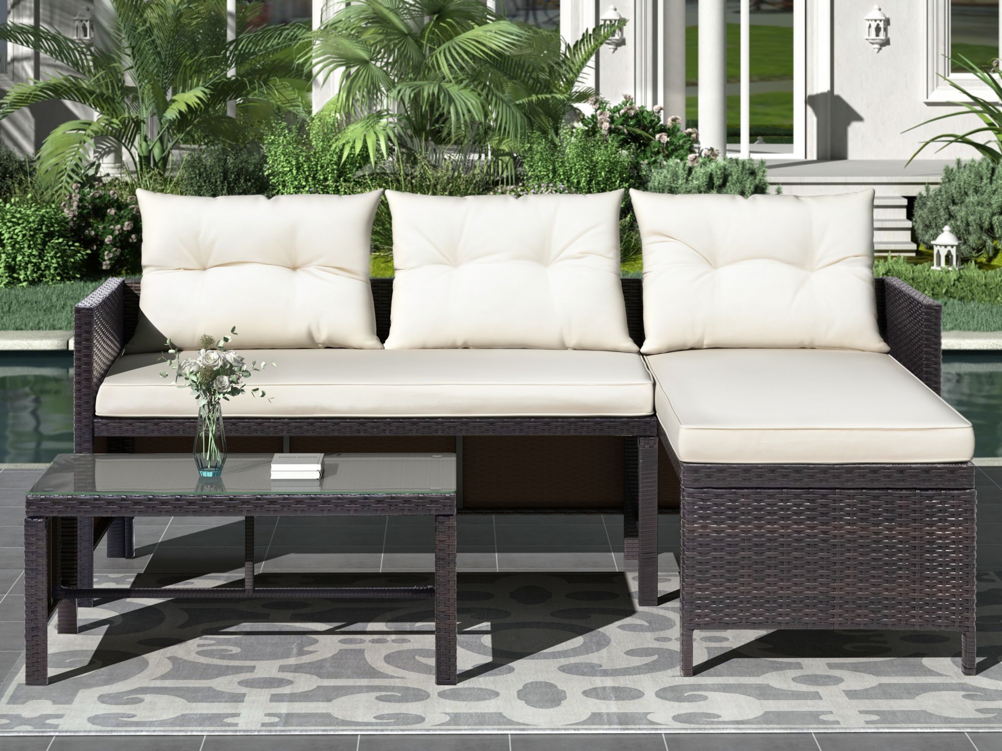 Patio Dining Sets Clearance, 3 Piece Patio Furniture Sets With Pe Throughout 3 Piece Console Tables (Gallery 19 of 20)
