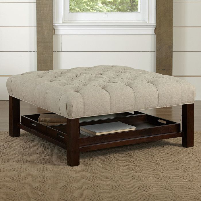 Patrizio 42" Tufted Square Cocktail With Storage Ottoman | Storage Pertaining To Fabric Tufted Square Cocktail Ottomans (View 12 of 20)