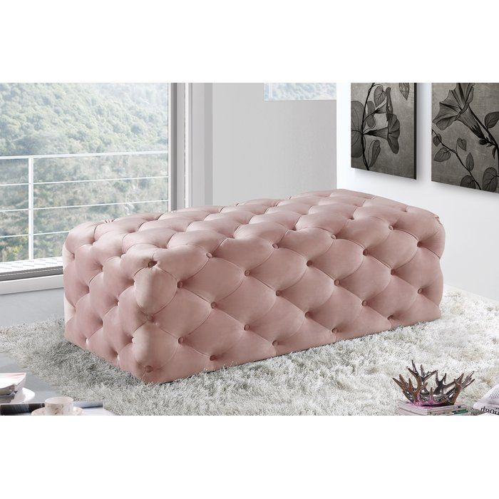 Paz Cocktail Ottoman | Pink Ottoman, Fabric Tufted Ottoman, Tufted Ottoman With Regard To Pink Fabric Banded Ottomans (View 10 of 20)