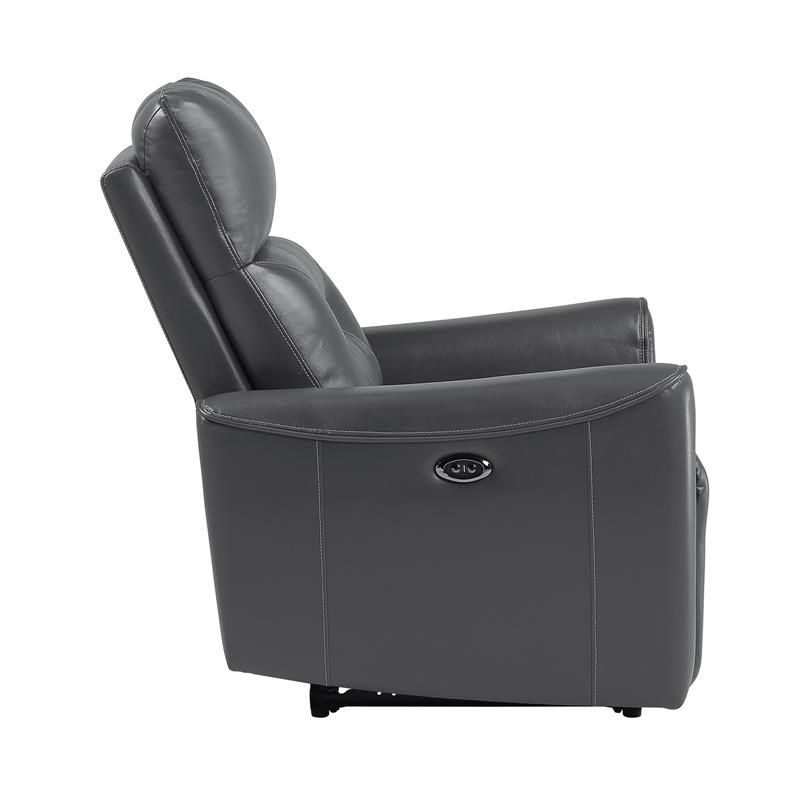 Pemberly Row Faux Leather Power Reclining Chair With Usb Port In Dark Intended For Espresso Faux Leather Ac And Usb Ottomans (View 9 of 20)