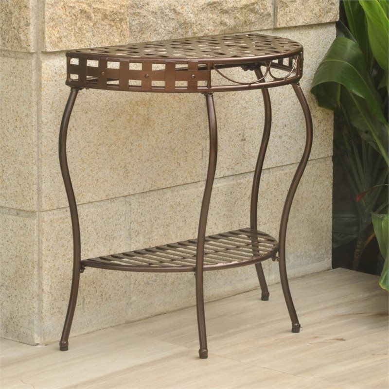 Pemberly Row Iron Patio Console Table In Bronze – Walmart – Walmart Within Metal Console Tables (View 6 of 20)