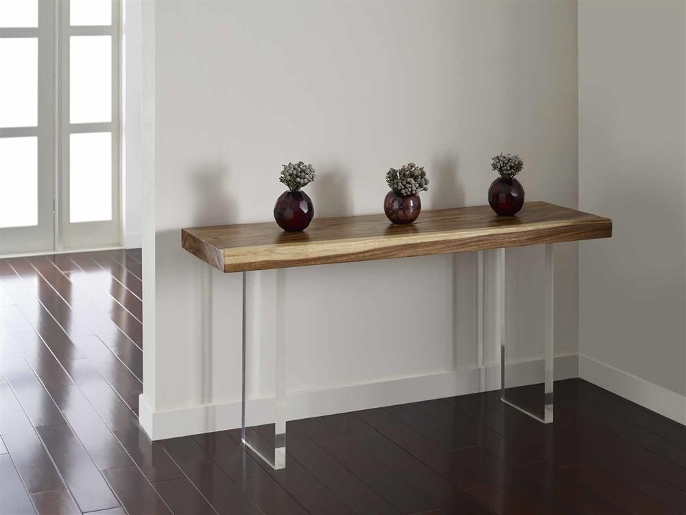 Phillips Collection Floating Rustic Lodge Chamcha Wood Top Acrylic For Acrylic Modern Console Tables (View 11 of 20)