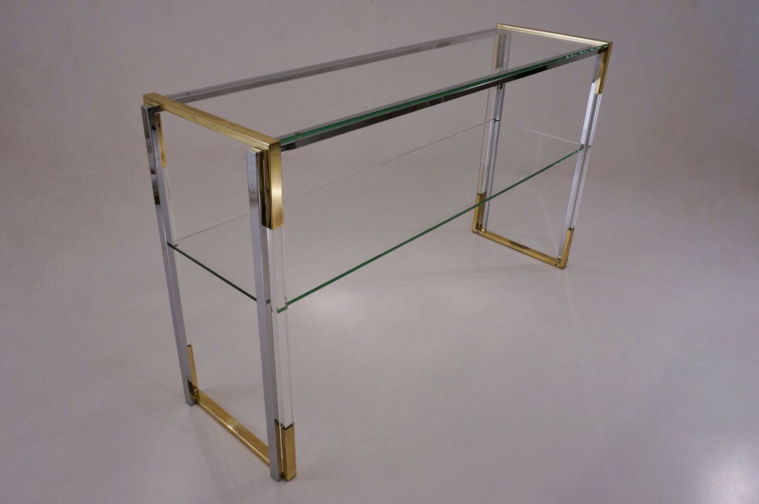 Pierre Cardin Console Table & Mirror,lucite Brass  Roomscape Dsc06257 Within Silver And Acrylic Console Tables (View 14 of 20)