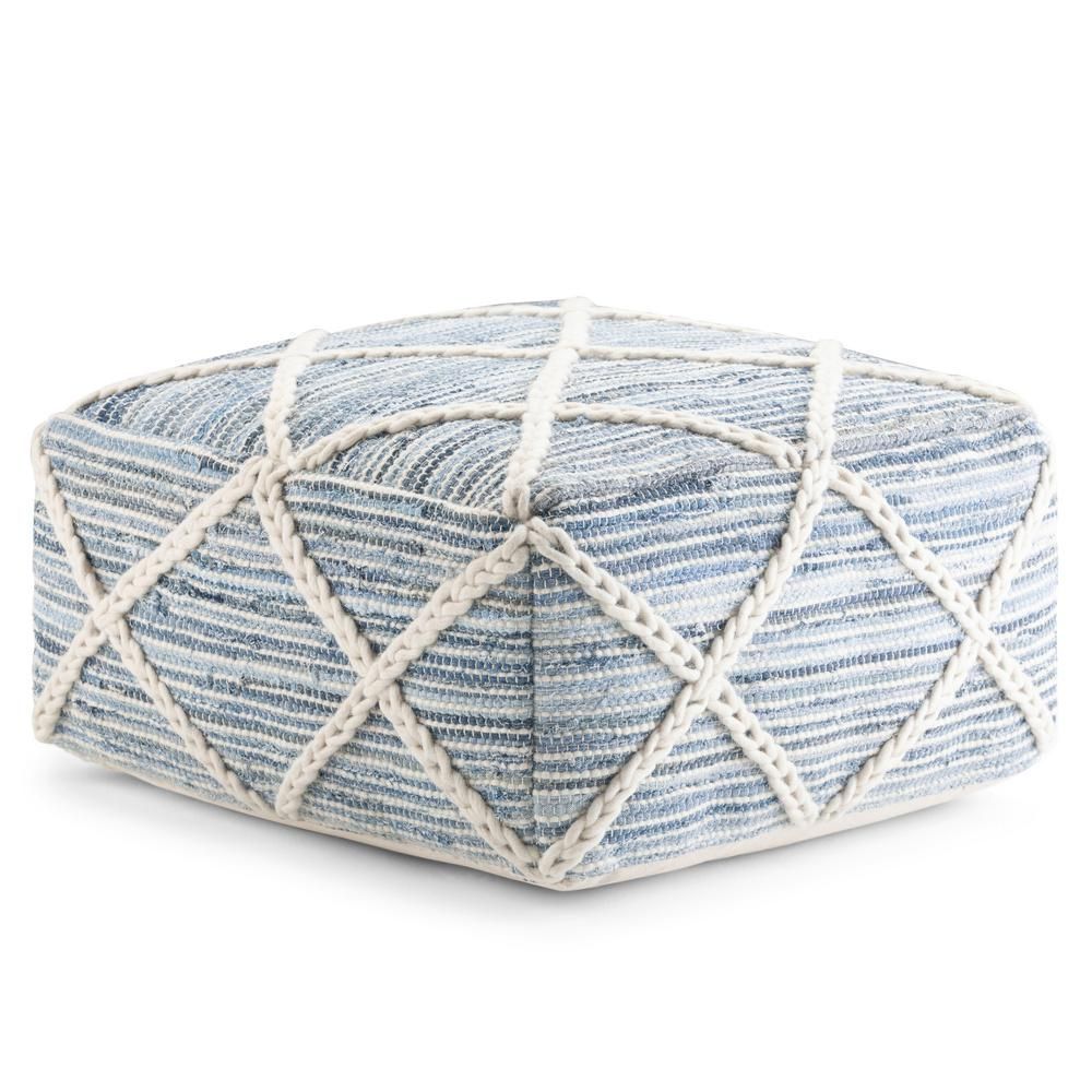 Pin On Living Room With Blue Woven Viscose Square Pouf Ottomans (View 15 of 20)