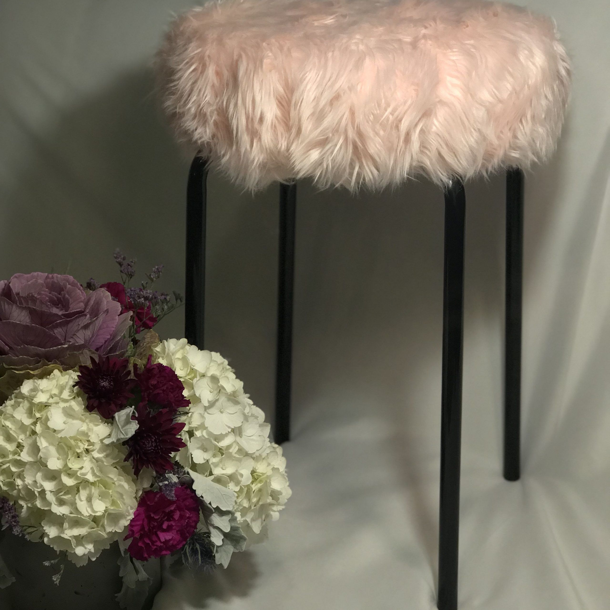 Pink Fuzzy Chair For Vanity – Park Art Inside White Faux Fur Round Accent Stools With Storage (View 16 of 20)