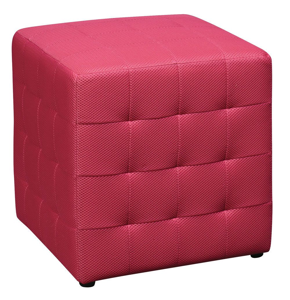 Pink Square Mesh Fabric Cube Ottoman Footstool – Side Accent Table Throughout Dark Blue Fabric Banded Ottomans (View 15 of 20)
