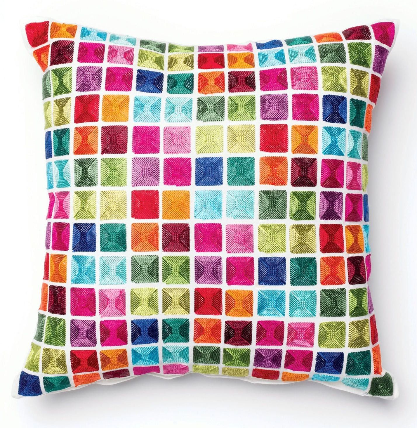 Pixie Multi Color Square Pillow From Furniture Of America (pl4106 Pk Inside Multi Color Fabric Square Ottomans (View 16 of 20)