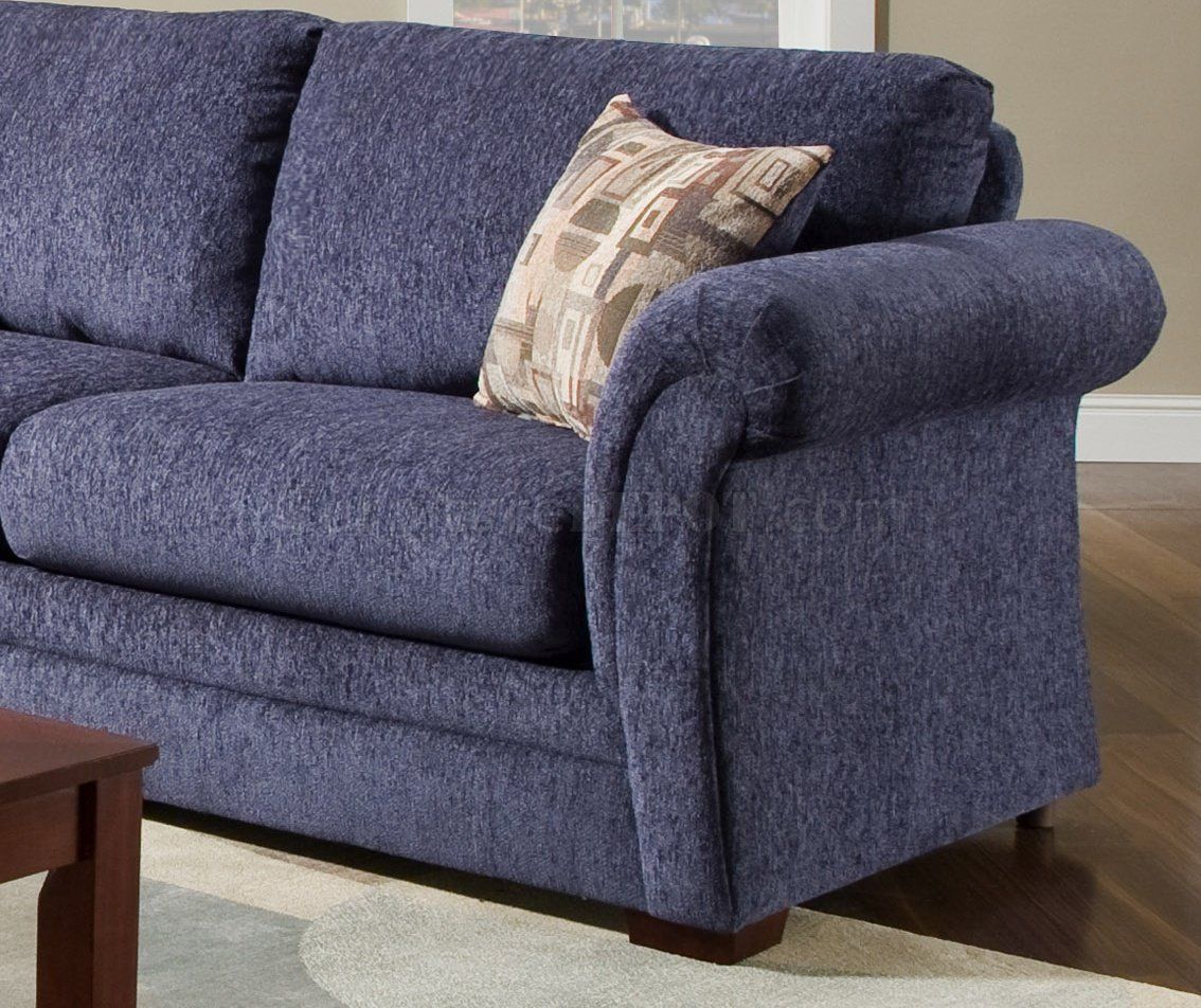 Plush Blue Fabric Casual Modern Living Room Sofa & Loveseat Set Intended For Blue Fabric Lounge Chair And Ottomans Set (View 5 of 20)
