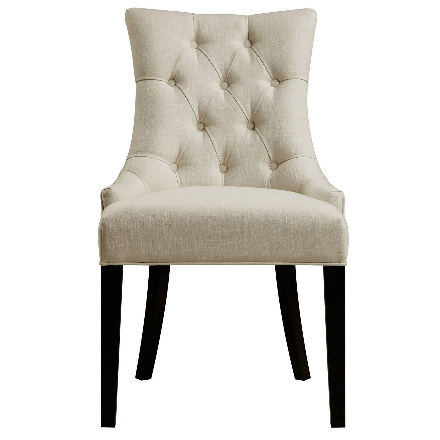 Portia Ivory Linen Button Tufted Dining Chair W/ Espresso Tapered Legs Regarding Ivory Button Tufted Vanity Stools (View 15 of 20)