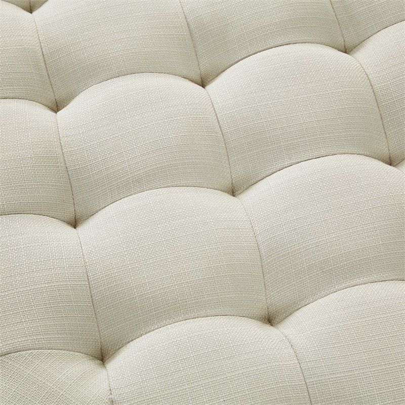 Posh Living Jeremiah Tufted Linen Fabric Storage Ottoman In Cream/white Inside Cream Wool Felted Pouf Ottomans (View 4 of 20)