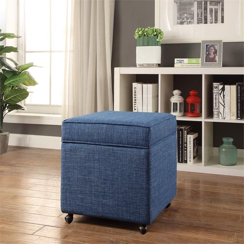 Posh Living Ruby Tufted Linen Fabric Cube Storage Ottoman With Casters Intended For Linen Fabric Tufted Surfboard Ottomans (View 14 of 20)