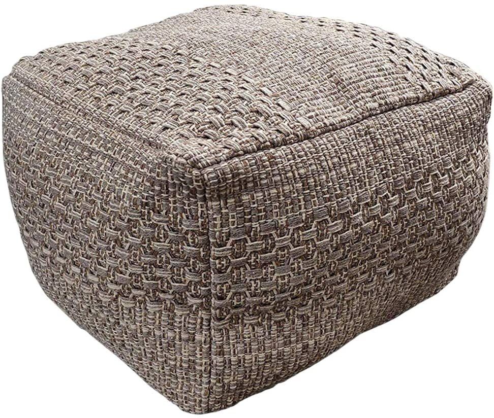 Pouf Cover, Unstuffed Ottoman Handmade Woven Foot Stool Soft Knitted Inside Navy Cotton Woven Pouf Ottomans (View 3 of 20)