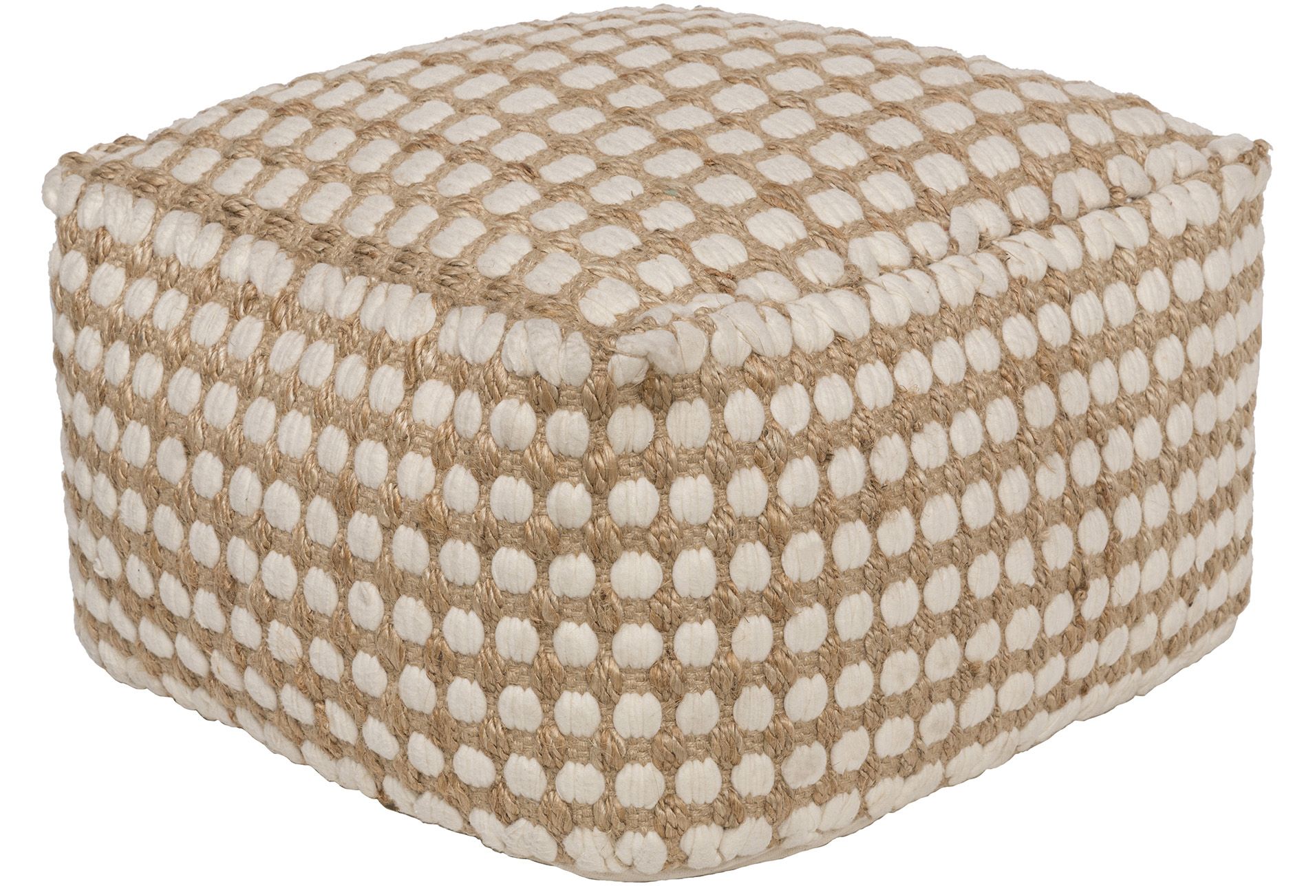 Pouf Ivory And Khaki Jute & Chenille Square – Natural – $150 In 2019 Within Oak Cove White And Khaki Woven Pouf Ottomans (View 16 of 20)